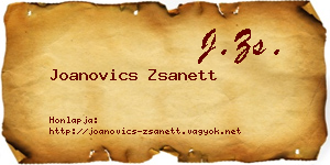 Joanovics Zsanett névjegykártya